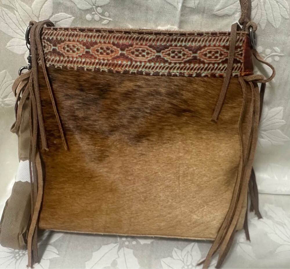 New Western Cowhide and Leather Fringe Crossbody Bag. B-229